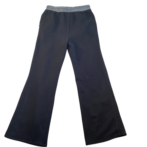 Yummy‎ Sweater Co Black Heather Ribbed Knit Flare Leg Yoga Pants, Medium - Picture 7 of 10